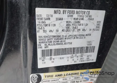 2011 Lincoln Navigator from USA, damaged, VIN 5LMJJ2J59BEJ